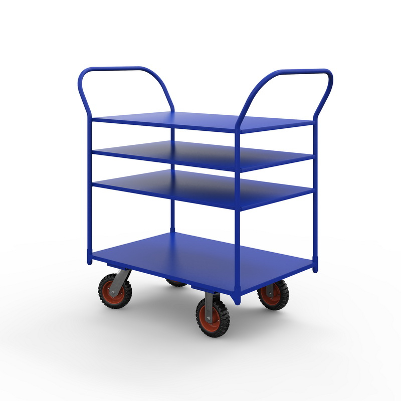 Тележка платформенная трехъярусная ТЯ 2 (900x600 мм, колеса черная резина 200 мм)