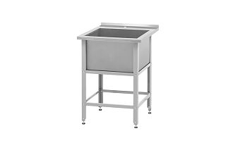 Ванна моечная ВМСн - 700 (700x700x860) Norma Inox, 1 м/о 600x600x350 (полка с отверстием, борт; ножка угловая)