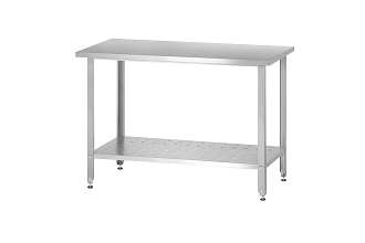 Стол производственный СПРн - 1500x700x860 Norma Inox (полка перфорация, ножка угловая)