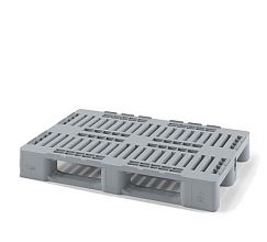 Усиленный перфорированный пластиковый поддон на трёх полозьях серый 1200х800х160 (02.108.92.PE)