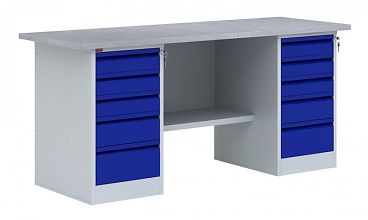 Двухтумбовый металлический верстак ВП-6Т/1.6 (Синий)