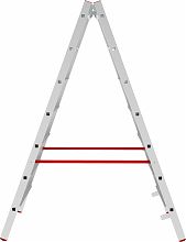 Индустриальная двухсторонняя алюминиевая стремянка с развальцованными ступенями NV5120.3