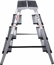 Стремянка алюминиевая двухсторонняя со ступенями 130 мм и площадкой 350х260 мм NV1127.4