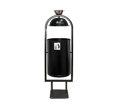 Парковая урна «Рубин 20 с крышкой и пепельницей» (Глубокий черный шагрень)