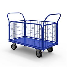 Тележка платформенная с сетчатыми бортами ТС 7 (800х1400) г/п 300 кг.125 черная резина